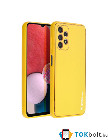 FORCELL bőr tapintású háttok Samsung Galaxy A13 4G készülékhez - SÁRGA