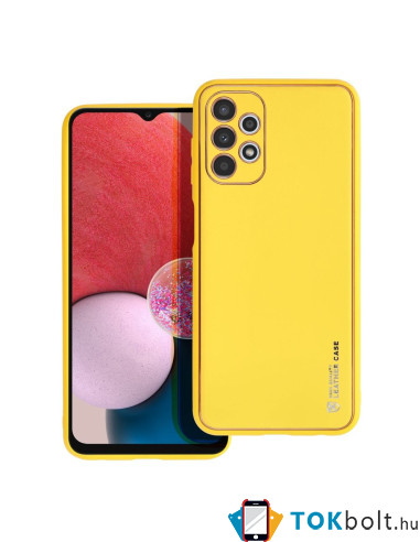 FORCELL bőr tapintású háttok Samsung Galaxy A13 4G készülékhez - SÁRGA