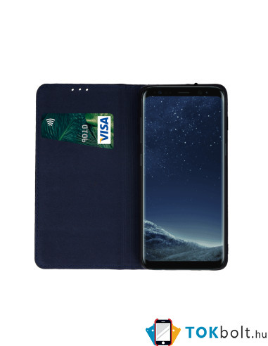 Oldalra nyíló valódi bőr tok Samsung Galaxy A53 5G telefonhoz - KÉK
