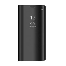 Flip telefontok átlátszó előlappal Xiaomi Redmi 9A / 9AT készülékhez - FEKETE