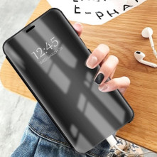 Flip telefontok átlátszó előlappal Xiaomi Redmi 9A / 9AT készülékhez - FEKETE