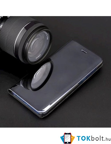 Flip telefontok átlátszó előlappal Xiaomi Redmi 9A / 9AT készülékhez - FEKETE