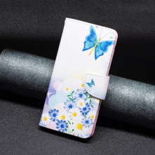 Oldalra nyíló mintás telefontok Apple iPhone 14 Pro Max telefonhoz - PILLANGÓK ÉS VIRÁGOK