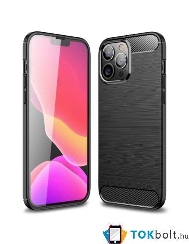 Apple iPhone 14 Pro Max karbon mintás tok - FEKETE