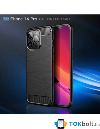 Apple iPhone 14 Pro Max karbon mintás tok - FEKETE