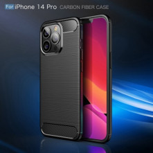 Apple iPhone 14 Pro Max karbon mintás tok - FEKETE