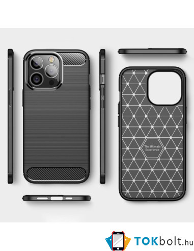 Apple iPhone 14 Pro Max karbon mintás tok - FEKETE