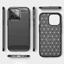 Apple iPhone 14 Pro Max karbon mintás tok - FEKETE