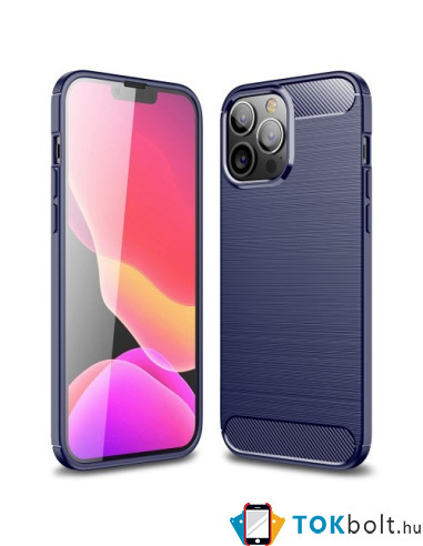 Apple iPhone 14 Pro Max karbon mintás tok - KÉK