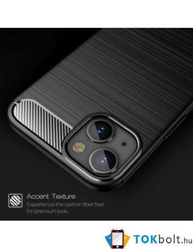 Apple iPhone 14 Plus karbon mintás tok - FEKETE