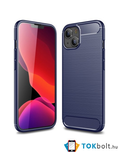 Apple iPhone 14 Plus karbon mintás tok - KÉK