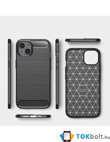 Apple iPhone 14 Plus karbon mintás tok - KÉK