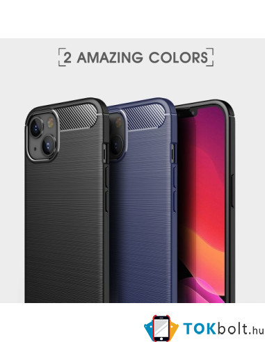Apple iPhone 14 Plus karbon mintás tok - KÉK