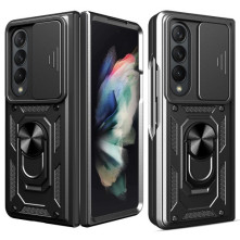 Kemény műanyag és rugalmas TPU hibrid tok Samsung Galaxy Z Fold4 telefonhoz - FEKETE