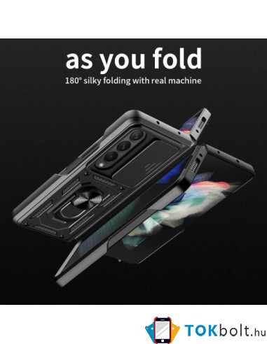 Kemény műanyag és rugalmas TPU hibrid tok Samsung Galaxy Z Fold4 telefonhoz - FEKETE