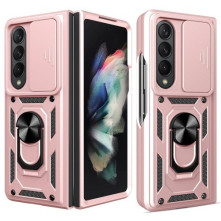 Kemény műanyag és rugalmas TPU hibrid tok Samsung Galaxy Z Fold4 telefonhoz - RÓZSAARANY
