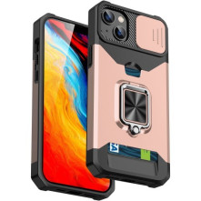 Kemény műanyag és rugalmas TPU hibrid tok Apple iPhone 14 telefonhoz - RÓZSAARANY