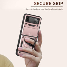 Kemény műanyag és rugalmas TPU hibrid tok Samsung Galaxy Z Flip4 telefonhoz - RÓZSAARANY