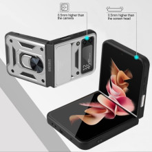 Kemény műanyag és rugalmas TPU hibrid tok Samsung Galaxy Z Flip4 telefonhoz - EZÜST