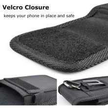 Univerzális álló övre fűzhető mobiltelefon tartó fém csipesszel - 16×8×3 cm - FEKETE