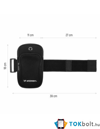 WOZINSKY karra csatolható tok futáshoz, sportoláshoz - 18*11 cm - WABBK1 - FEKETE