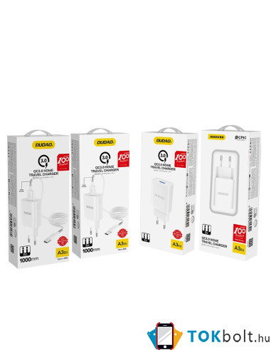 DUDAO töltő EU USB 5V / 2.4A QC3.0 Quick Charge 3.0 (A3EU) - FEHÉR