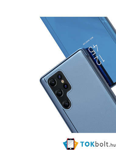 Flip telefontok átlátszó előlappal Samsung Galaxy S22 Ultra 5G készülékhez - KÉK