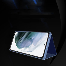 Flip telefontok átlátszó előlappal Samsung Galaxy S22 Ultra 5G készülékhez - KÉK