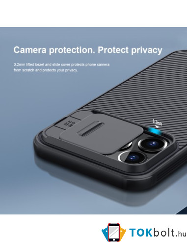 NILLKIN masszív tok kameravédővel Apple iPhone 13 Pro készülékhez - FEKETE