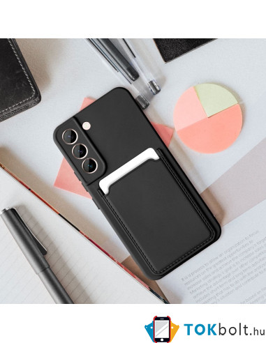 Kártyatartós rugalmas TPU tok Samsung Galaxy A33 5G készülékhez - FEKETE