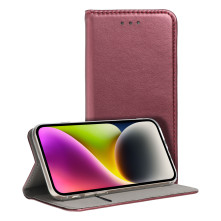 MAGNET BOOK tok Samsung Galaxy S22 Ultra 5G telefonhoz - BURGUNDI