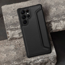 RAZOR BOOK oldalra nyíló telefontok Samsung Galaxy A04s telefonhoz - FEKETE