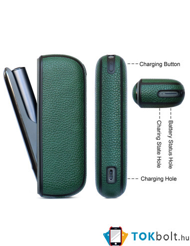 IQOS 3.0/IQOS 3 DUO elektromos cigarettához bőr tapintású védőtok - 12.8 x 4.5 cm - PIROS