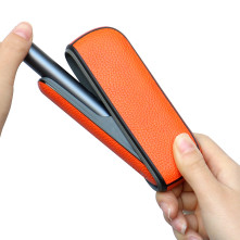 IQOS 3.0/IQOS 3 DUO elektromos cigarettához bőr tapintású védőtok - 12.8 x 4.5 cm - PIROS
