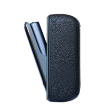 IQOS 3.0/IQOS 3 DUO elektromos cigarettához bőr tapintású védőtok - 12.8 x 4.5 cm - FEKETE