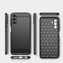Samsung Galaxy A04s karbon mintás tok - KÉK