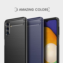 Samsung Galaxy A04s karbon mintás tok - KÉK