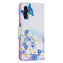 Oldalra nyíló mintás telefontok Samsung Galaxy A04s telefonhoz - PILLANGÓK ÉS VIRÁGOK