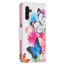 Oldalra nyíló mintás telefontok Samsung Galaxy A04s telefonhoz - PILLANGÓK