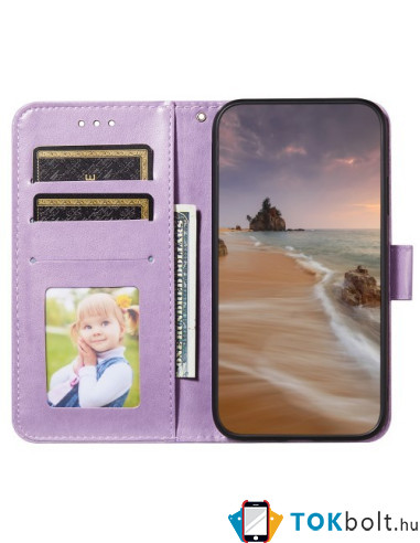 Oldalra nyíló tok Samsung Galaxy A04s telefonhoz - LILA