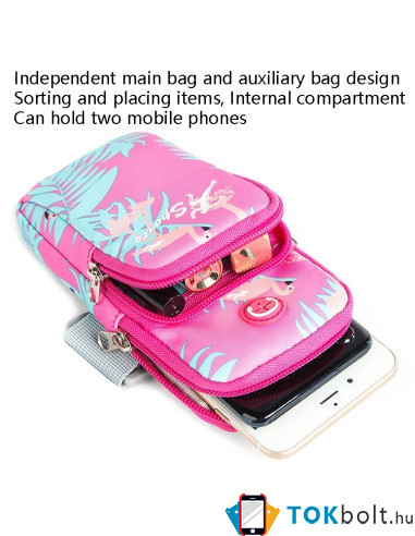 Karra csatolható telefontok futáshoz, sportoláshoz - 9*18 cm - MINTÁS - PINK