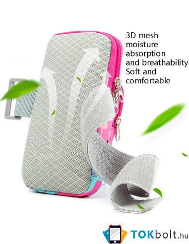Karra csatolható telefontok futáshoz, sportoláshoz - 9*18 cm - MINTÁS - PINK