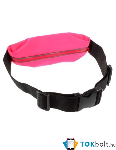 Derékra csatolható átlátszó ablakos rugalmas tok sportoláshoz, futáshoz - 16.5 x 8.5 - PINK