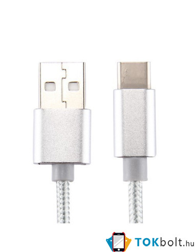 USB Type-C csatlakozású töltõkábel, adatkábel - 3 m-es - Ezüst