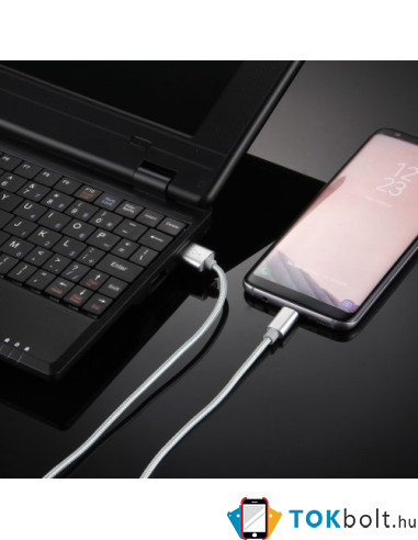 USB Type-C csatlakozású töltõkábel, adatkábel - 3 m-es - Ezüst