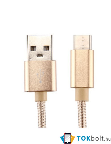 USB Type-C csatlakozású töltõkábel, adatkábel - 3 m-es - Arany