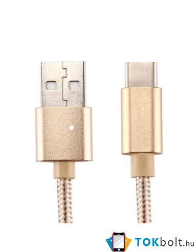 USB Type-C csatlakozású töltõkábel, adatkábel - 3 m-es - Arany