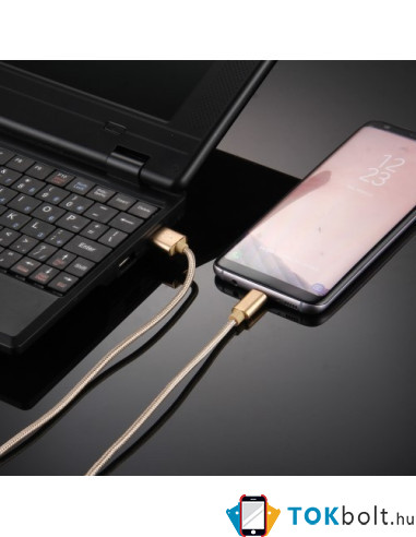 USB Type-C csatlakozású töltõkábel, adatkábel - 3 m-es - Arany