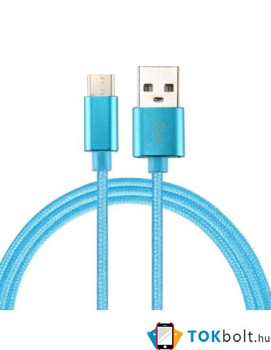 USB Type-C csatlakozású töltõkábel, adatkábel - 3 m-es - Kék