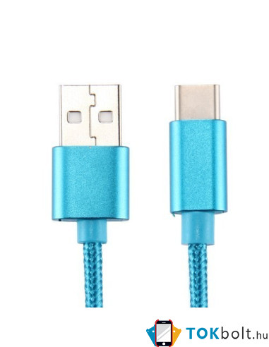 USB Type-C csatlakozású töltõkábel, adatkábel - 3 m-es - Kék
